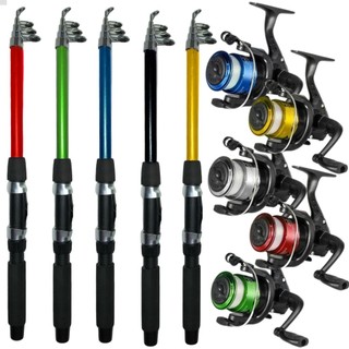 Kit Pesca 5 Vara E 5 Molinete Leve + Linha Pescaria Completo