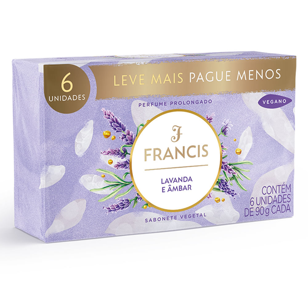 Kit Sabonete Francis Lavanda e Âmbar 90g - 6 Unidades em Oferta na Shopee