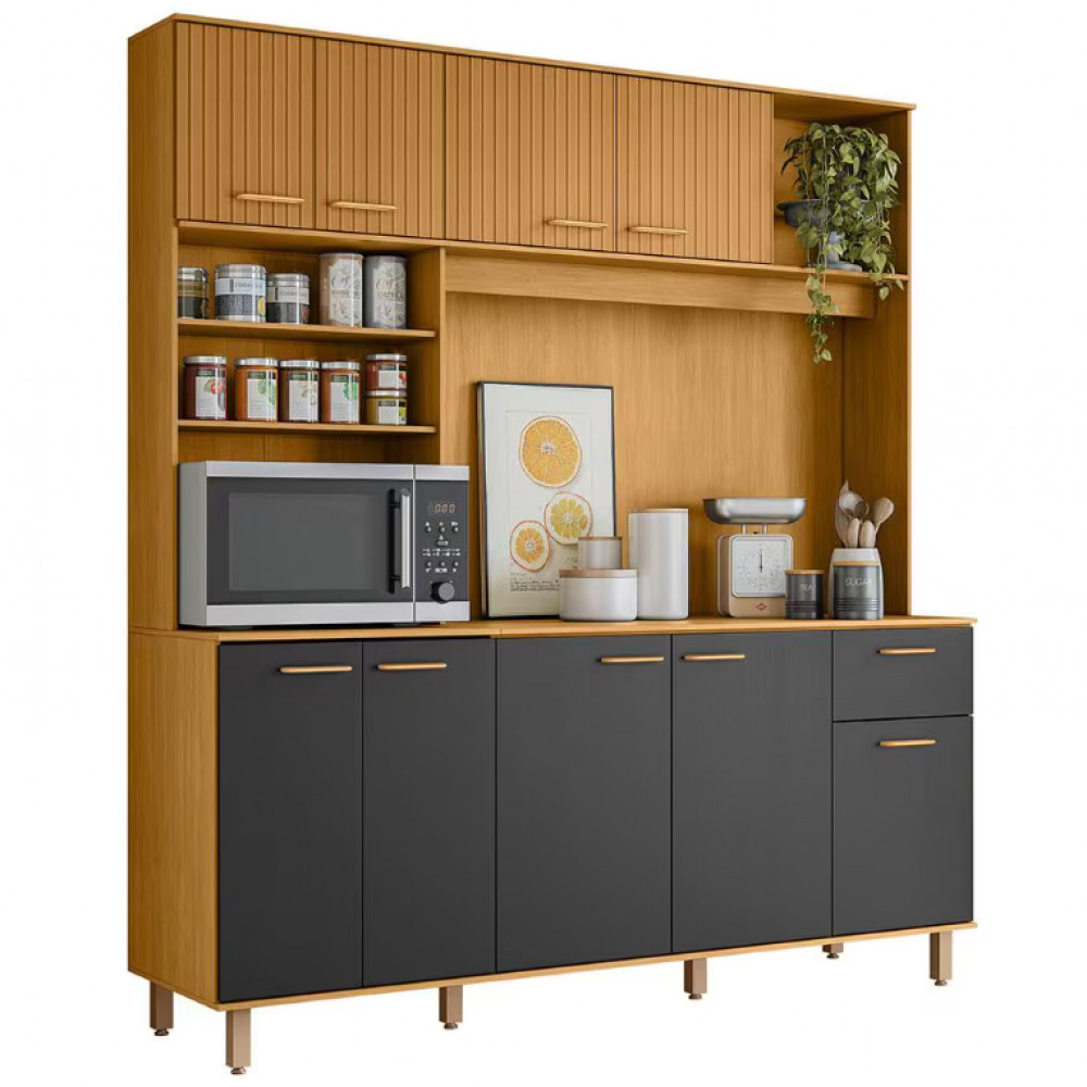 Cozinha Compacta Nuria com 9 Portas, 1 Gaveta e 4 Prateleiras
