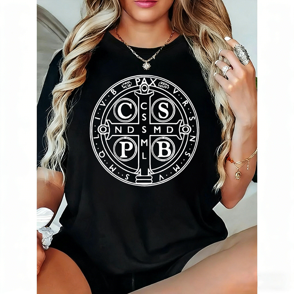 Camiseta Feminina Estampa Simbólica Cristã Confortável Linda Moderna Moda Feminina