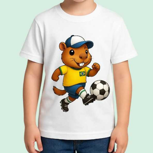 Camiseta Infantil T-Shirt Blusa Menino Estampa Capivara, Camiseta Infantil capivara patinete, adulto