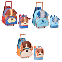 Kit Mochila de Rodinha e Lancheira Infantil Pets - Clio Style