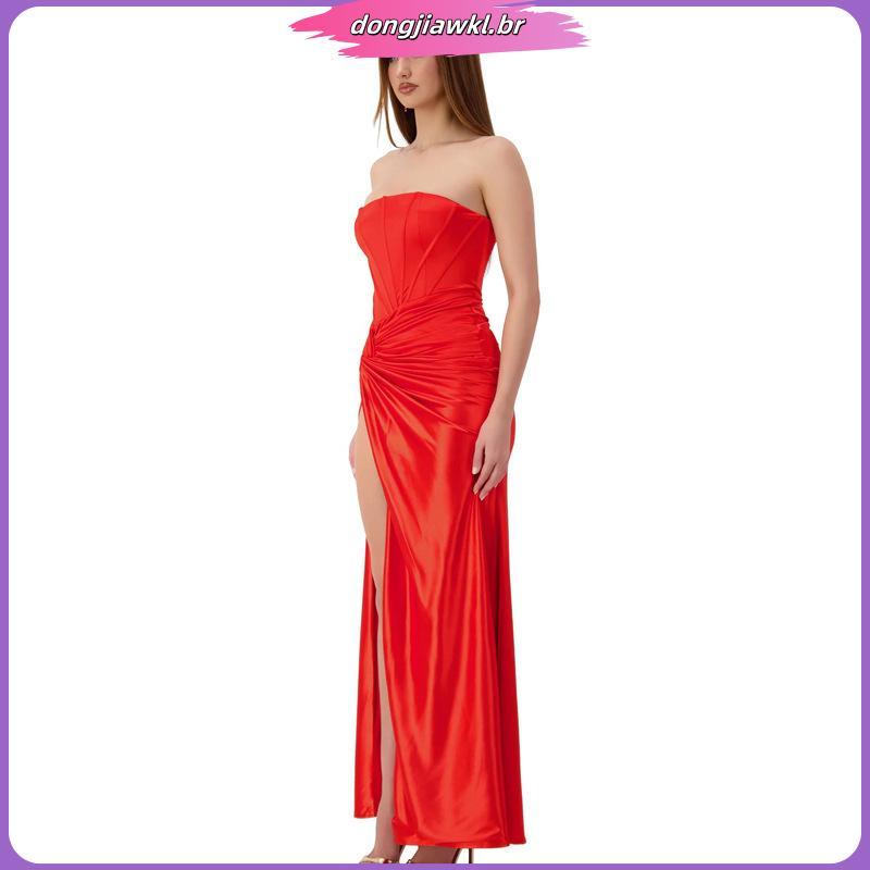 Vestido Feminino Longo de Festa Tomara que Caia Sereia Brilhante Formatura Casamento