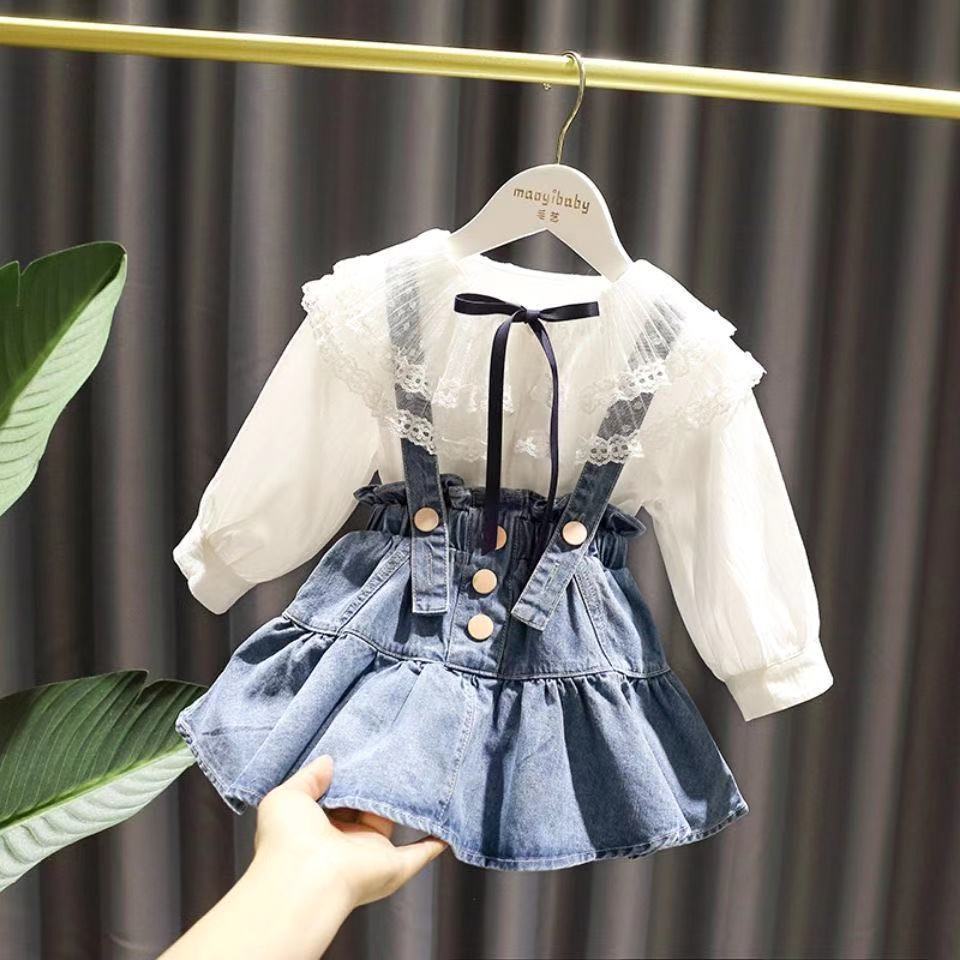 Outono blusa bebê 2025 versão 2026 moda na moda menina 2026cod Denim saia outono crianças coreano novo estilo moda I7AS