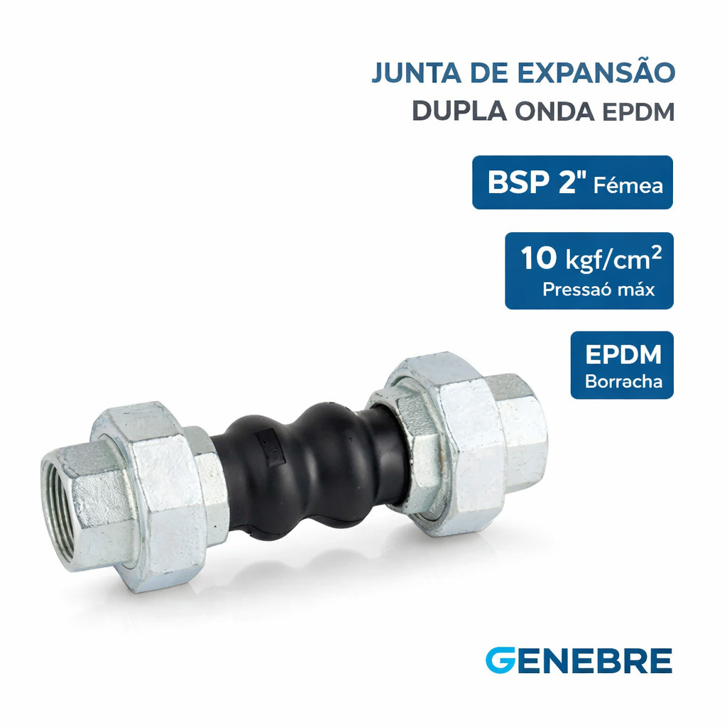 Junta de Expansao Dupla Onda EPDM Rosca BSP 10KGF/CM2 2 Polegadas - Genebre