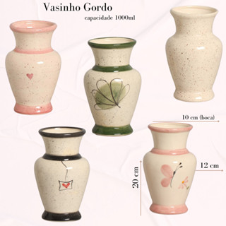 Vaso Gordo Decorativo Cerâmica Artística Pintura a mão 1L em Oferta na Shopee