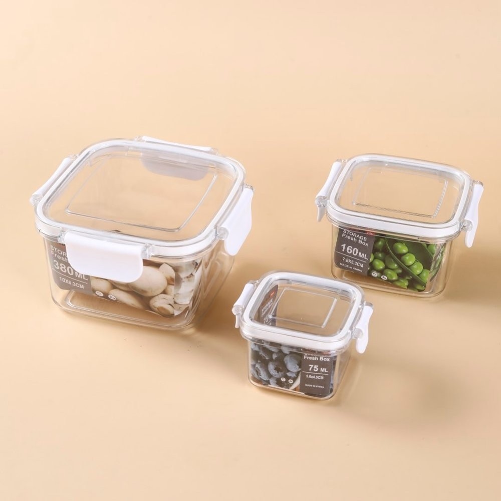 Conjunto 3 Pote Hermético Quadrado Café Açúcar Mantimentos Despensa Vidro Borossilicato Inox Vedação Organizador Cozinha