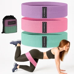 Kit 3 Faixas Elásticas de Resistência 3 Intensidades para Exercícios Treino e Fisioterapia Hip Bands