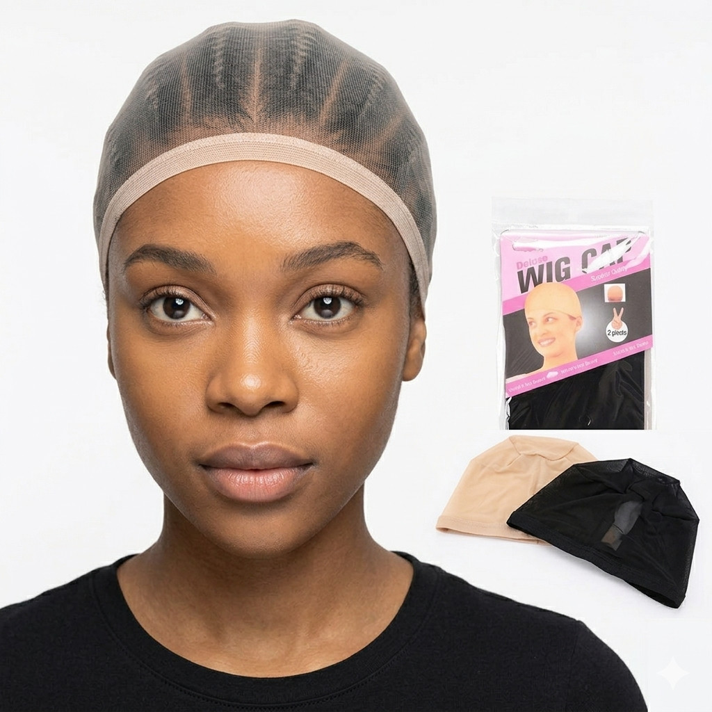 kit 4 Touca Wig Cap Para Colocação de Front Lace Peruca marrom e preta