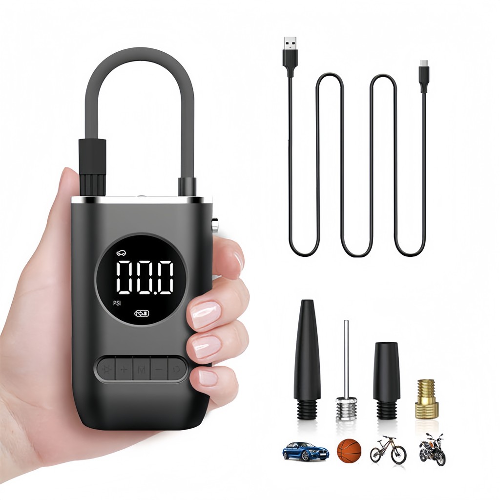 Mini Compressor de Ar Portátil Recarregável Digital USB Calibrador de Pneu
