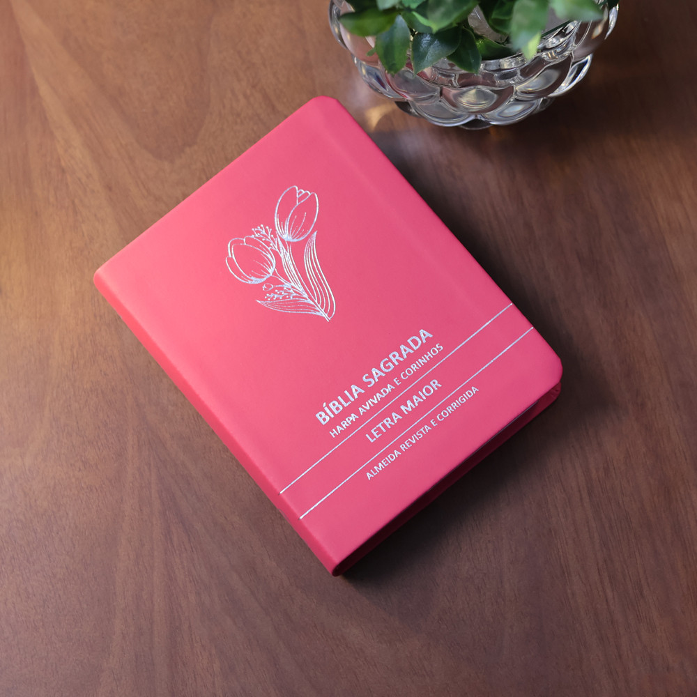 Bíblia Sagrada Tulipa Pink Média | ARC | Letra Maior | Harpa Avivada e Corinhos | Capa Premium Luxo — imagem 2 de 2