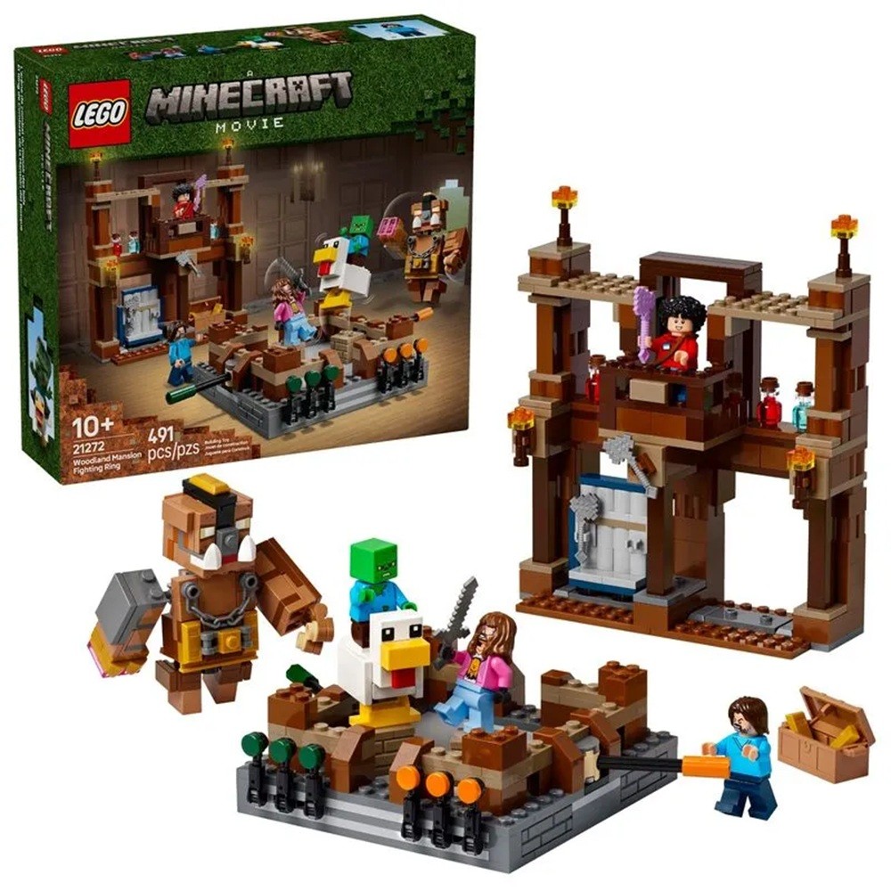 RINGUE DE LUTA LEGO MINECRAFT DA MANSAO WOODLAND 491 PEÇAS 21272