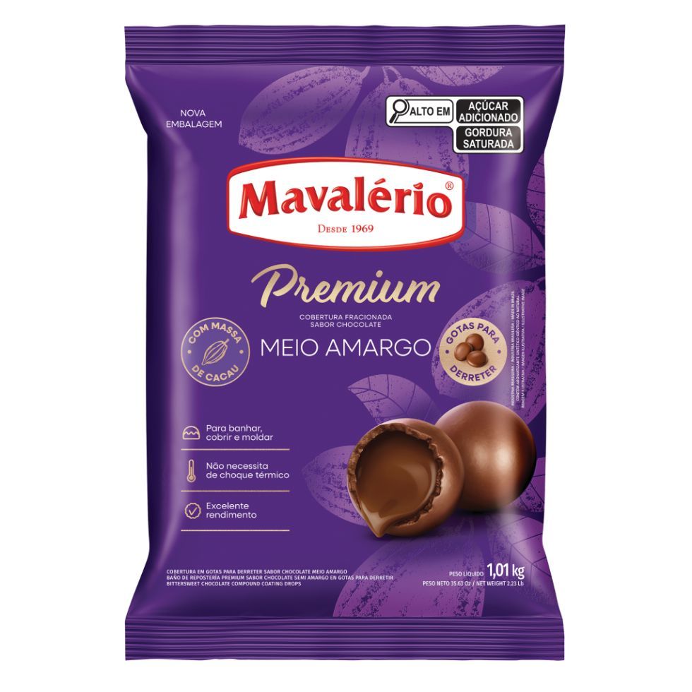 Cobertura Mavalério Chocolate Meio Amargo 1,01kg Premium Gotas em Oferta na Shopee