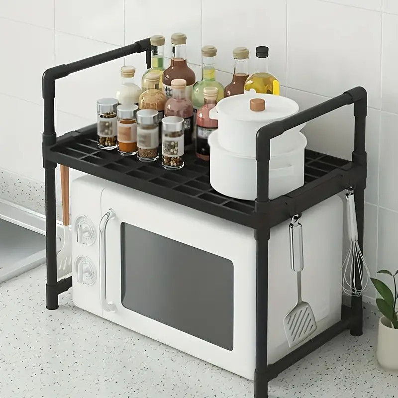 Rack Organizador Cozinha Suporte Panelas Prateleira Microondas Forno Temperos Talheres Achadinhos