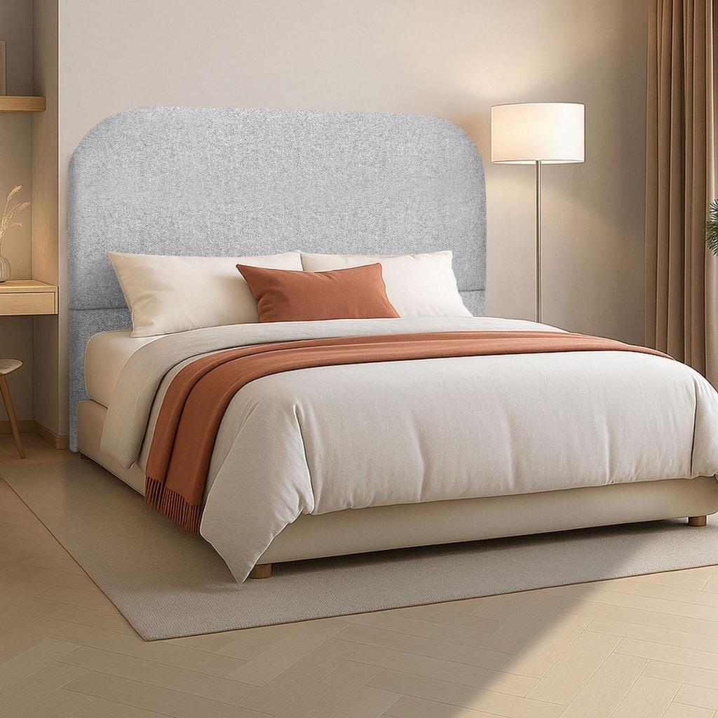 Cabeceira Cama Box Queen 160 cm Estofada Revestida em Bouclé Orgânica