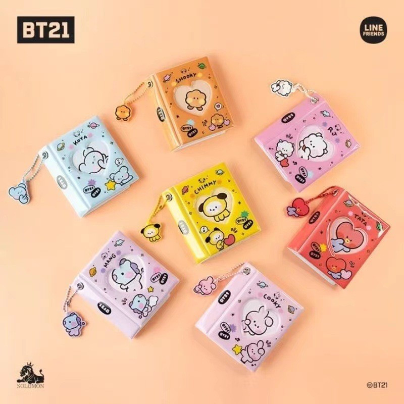 KPOP BTS BT21 Mini Álbum De Fotos De 3 Polegadas Porta-Cartões Fotográficos Para Coletar Livro/Manga Vem Com Chaveiro