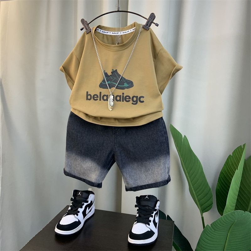 Meninos roupas de verão ternos de manga curta moda meninos roupas de bebê crianças Puffers bonito roupas infantis#男童夏装短袖