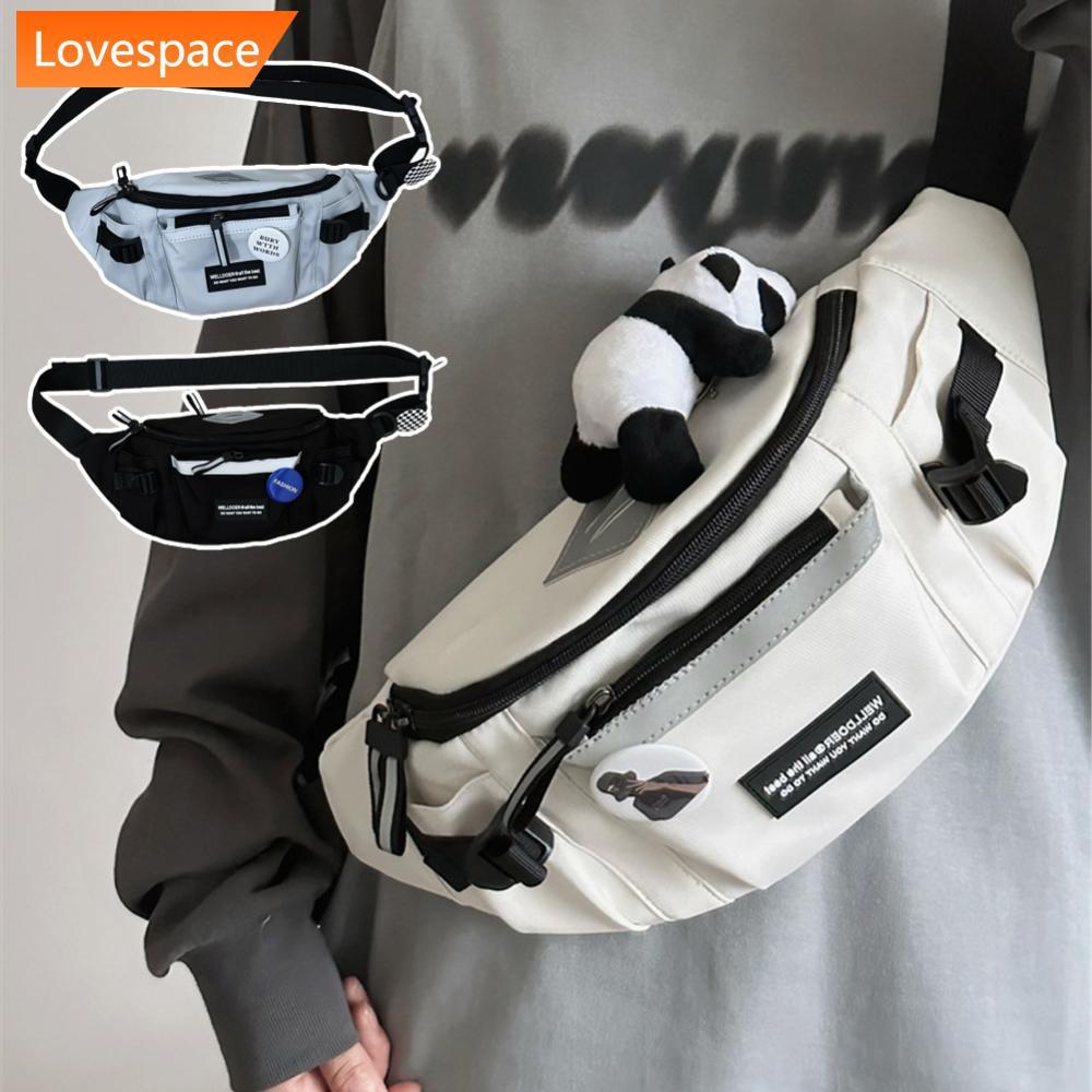 LS-STORE Estilo Coreano Moda Masculina Bolsa De Peito Crossbody Cintura Mensageiro Ombro Esportiva Casual Sacos Ao Ar Li