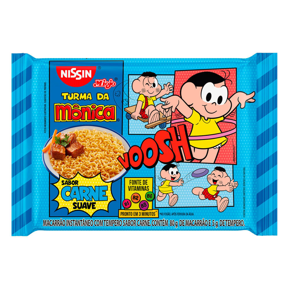 Macarrão Instantâneo Nissin Turma da Mônica Sabor Carne Suave 80g em Oferta na Shopee