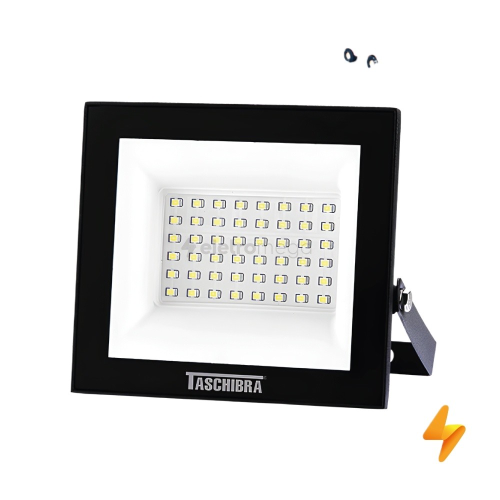 Refletor Tr Led 50W Slim 6500K Preto - Taschibra em Oferta na Shopee