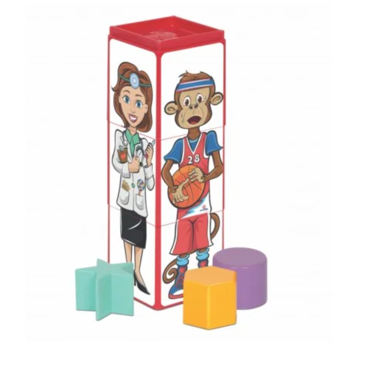 Cubinhos 4 em 1 Mercotoys – Brinquedo Educativo Empilhar Encaixar Infantil