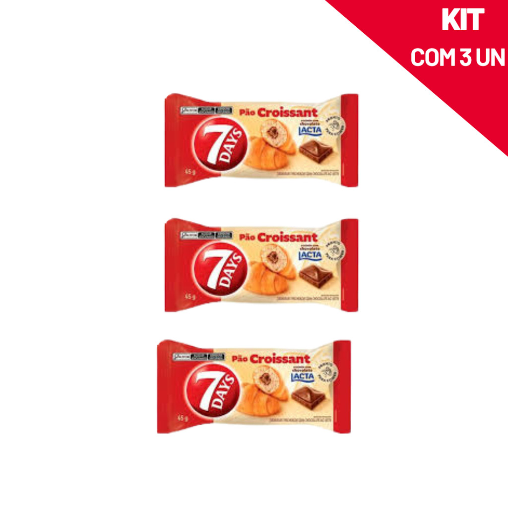 Kit 3 Croissant 7Days Chocolate ao Leite Lacta em Oferta na Shopee