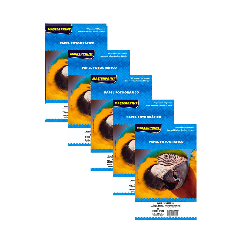 Papel Fotográfico 180g Glossy (Brilhante) A4 - S/ Adesivo MASTERPRINT em Oferta na Shopee
