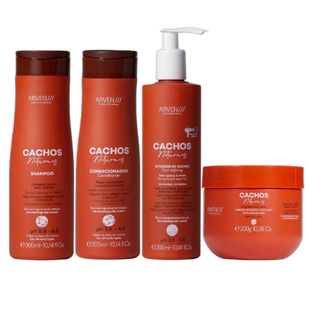 Kit Arvensis Cachos - Shampoo & Condicionador & Ativador de Cachos 300ml & Máscara 300g