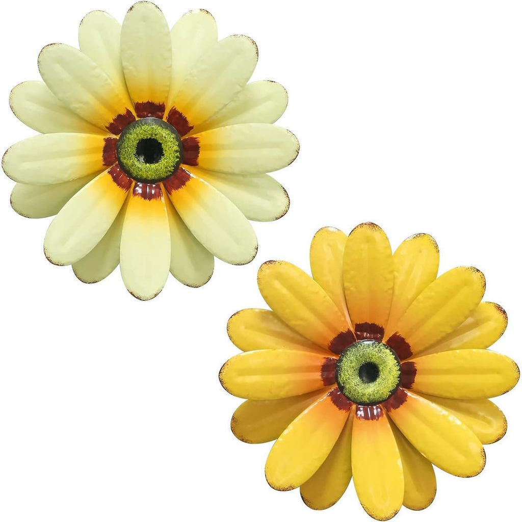 YEAHOME Decoração de Parede com Girassóis de 10'', Decorações de Arte Floral em Metal para Parede, Decoração de Jardim d