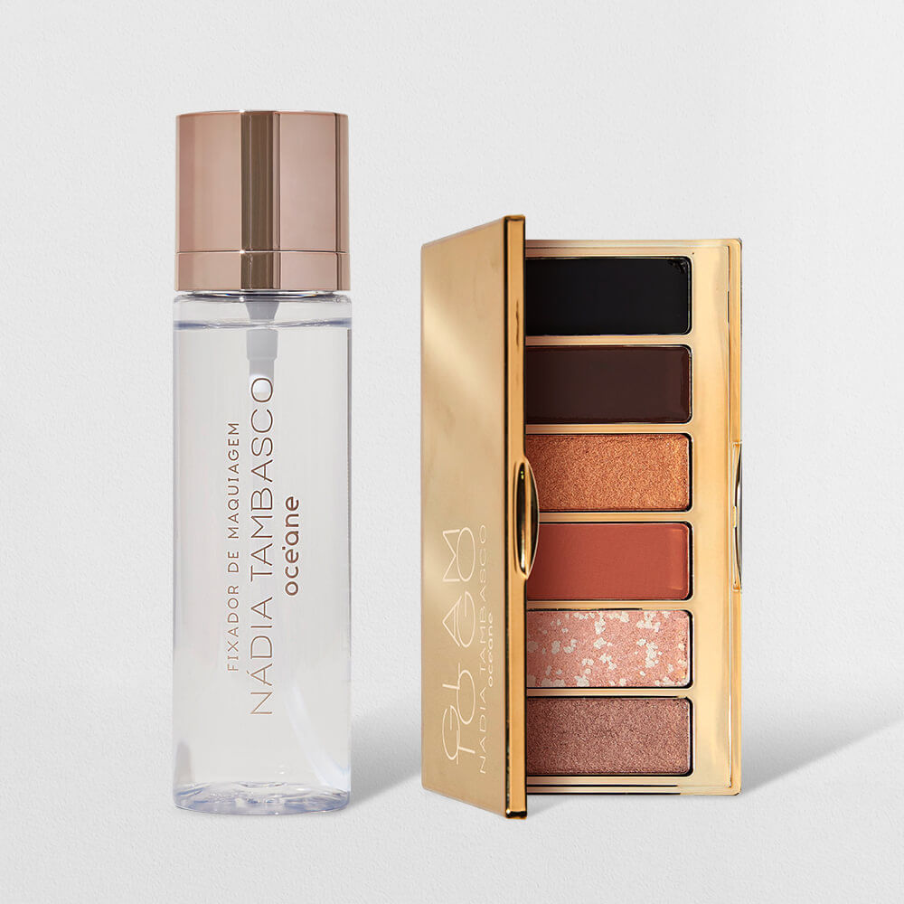 Kit Paleta de Sombras Glam To Go + Fixador de Maquiagem Nádia Tambasco By Océane (2 Produtos)