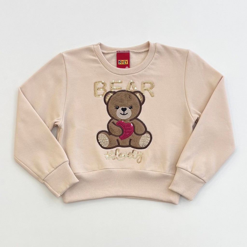 Casaco Cropped Infantil Menina Kyly Ursinha Bordado Inverno Moda Kids 1001550