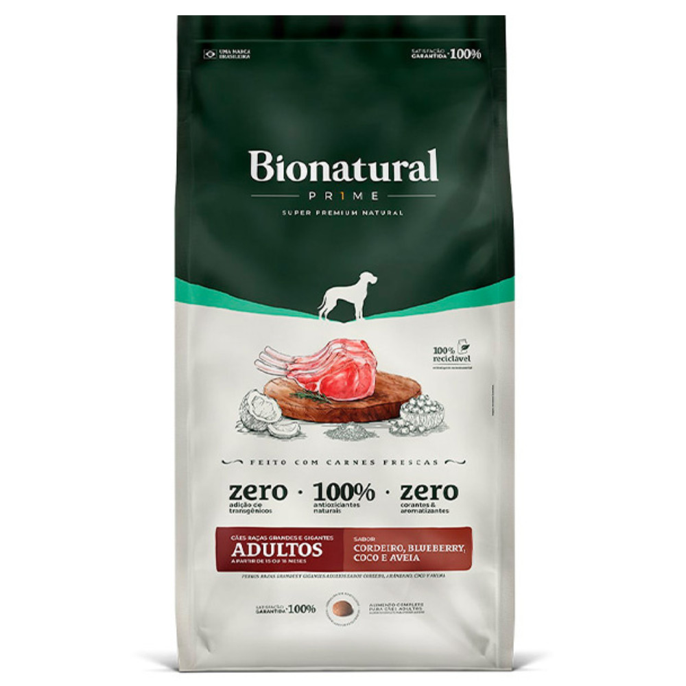 Bionatural Prime Cães Raças Grandes e Gigantes Adultos Cordeiro 15kg