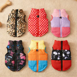 Colete Soprador De Cachorro Estampado Fofo Com Anel D De Trela De Segurança , Casaco De Inverno Para Cães Pequenos/Médio