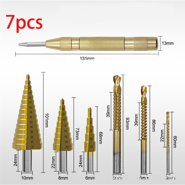 Brocas Titânio Escalonada Amarela Aço e Broca Corte Lateral Marcador Punção C/Estojo Organizador em Oferta na Shopee