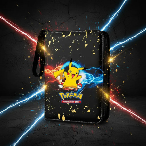Fichário Album Para 900 Cartas Pokémon Pikachu Fofo C/ Zíper