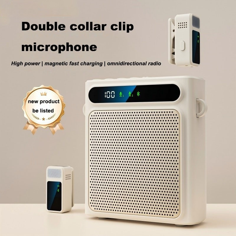 Amplificador De Voz Com Microfone De Lapela Sem Fio Bluetooth Suporte Para Alto-Falante USB Play
