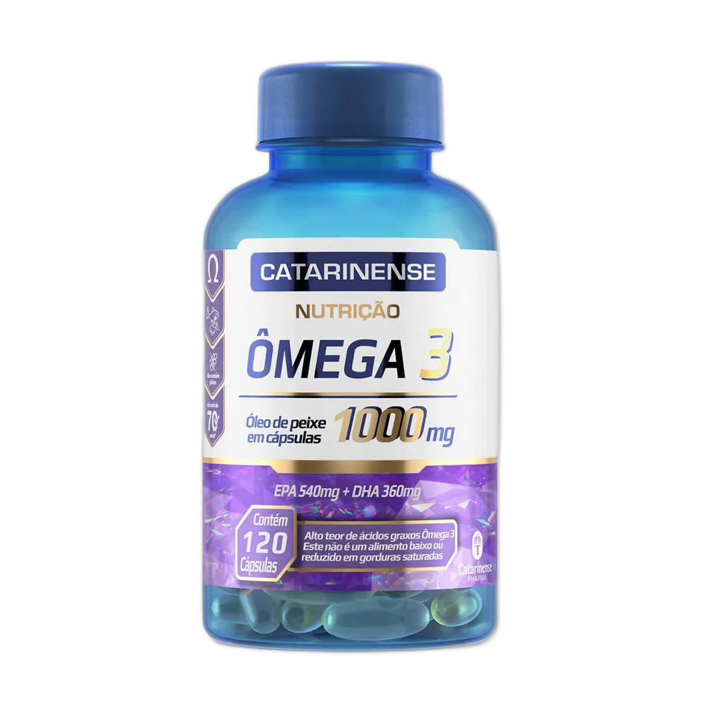 Ômega 3 Óleo de Peixe Nutrição em cápsulas Com 1000mg Catarinense 120 Cápsulas