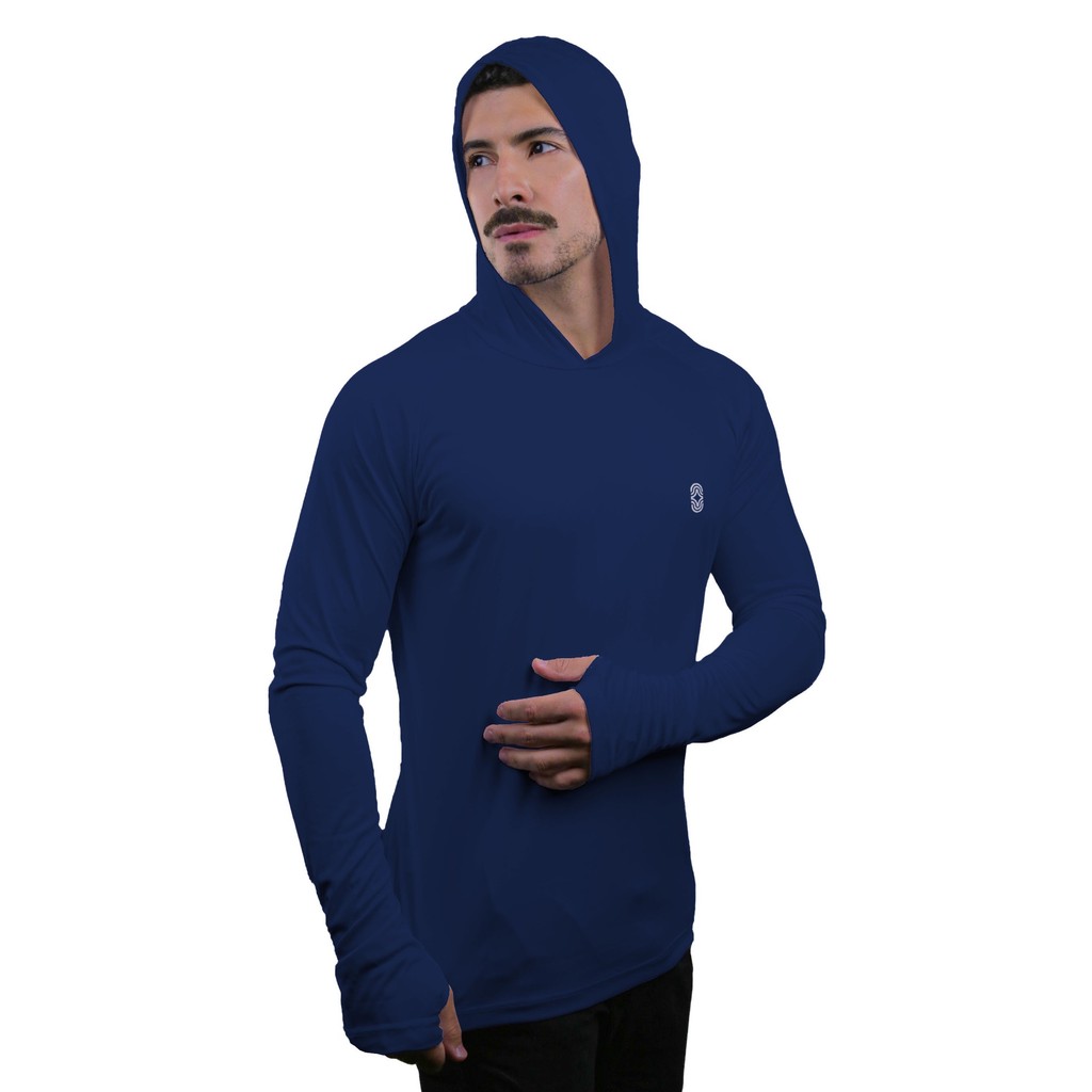 Camiseta Skube Com Capuz Proteção UV 50+ Segunda Pele Térmica Tecido Termodry Manga Longa Dedeira