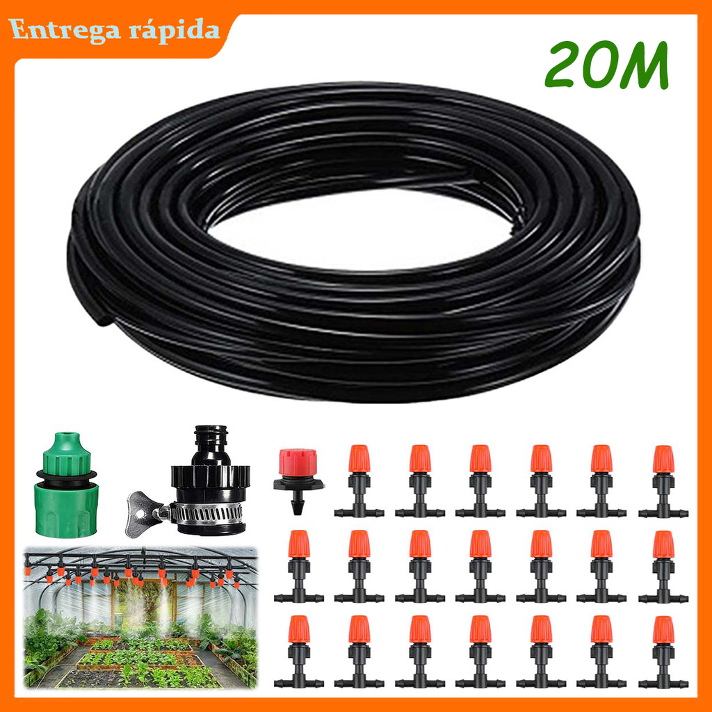 24 Pçs bicos pulverizadores,20m Mangueira de irrigação por gotejamento de jardim PVC paisagem verde sistema de irrigação