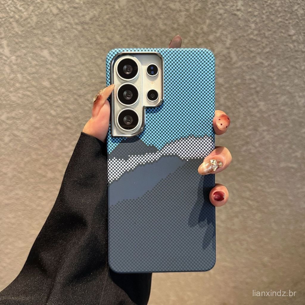 Compatível Com Samsung S26 Ultra : Capa Magnética Texturizada Kevlar ; S24/S25 Plus Protetora Para PC Textura De Fibra D