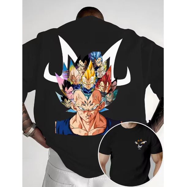 Camiseta Personagem Vegeta Cabelo Com Suas Evoluções Dragon ball Novo!