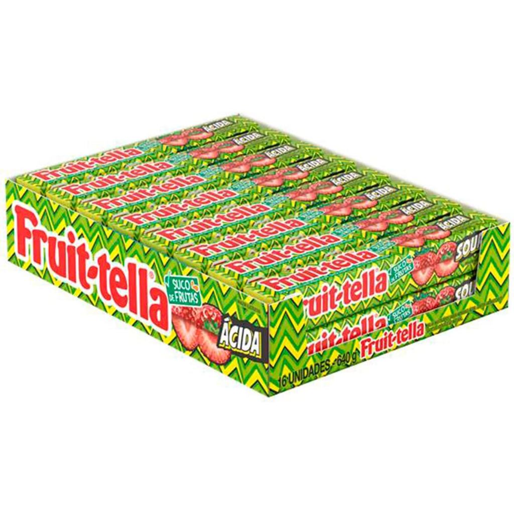 Bala Mastigável, Sabor de Morango Ácido, Display, Fruittella, Sour - 640 g | 16 Unidades