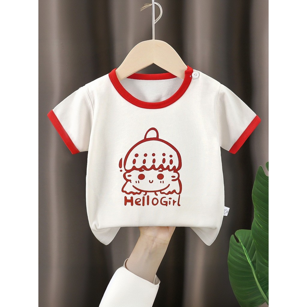 Verão novo estilo uma classe puro algodão crianças camiseta de manga curta 0-3-6 anos de idade versão coreana moda menin
