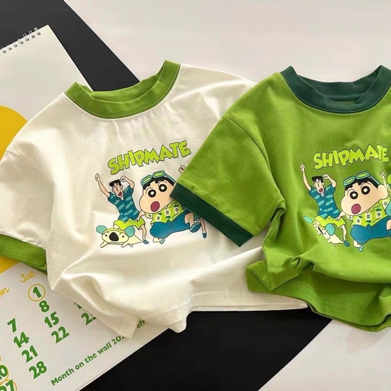 100% algodão crianças camiseta de manga curta verão novo estilo impressão dos desenhos animados meninos meninas crianças