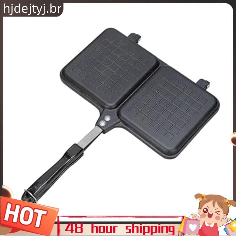 Panela Dupla Face Térmica Sanduicheira Antiaderente Frigideira Fogão Grill Pan Para Camping , Cozinha Ao Ar Livre , Viag