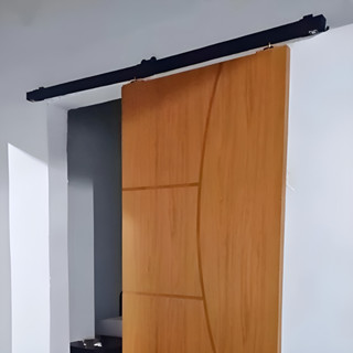 Kit para Porta Correr Cor Preto Trilho Completo Roldanas e acabamentos em Oferta na Shopee