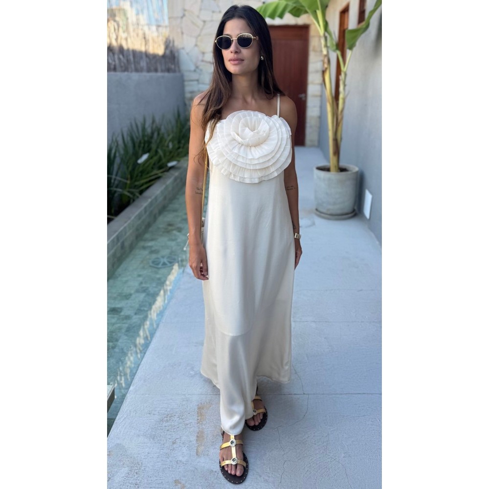 Vestido Champagne Flor