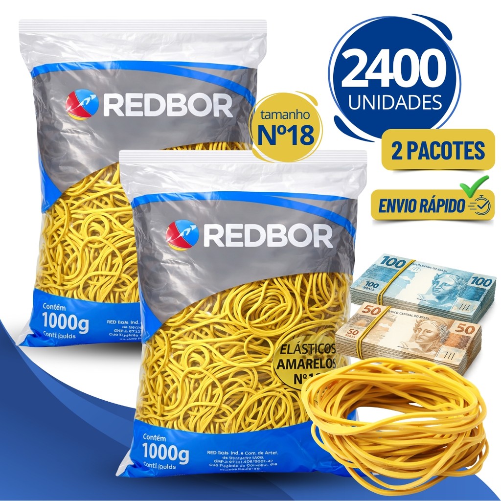 2400 Elásticos De Borracha Pacote 1Kg Nº18 Liga Liguinha Gominha Elástica P/ Dinheiro Comércio em Oferta na Shopee