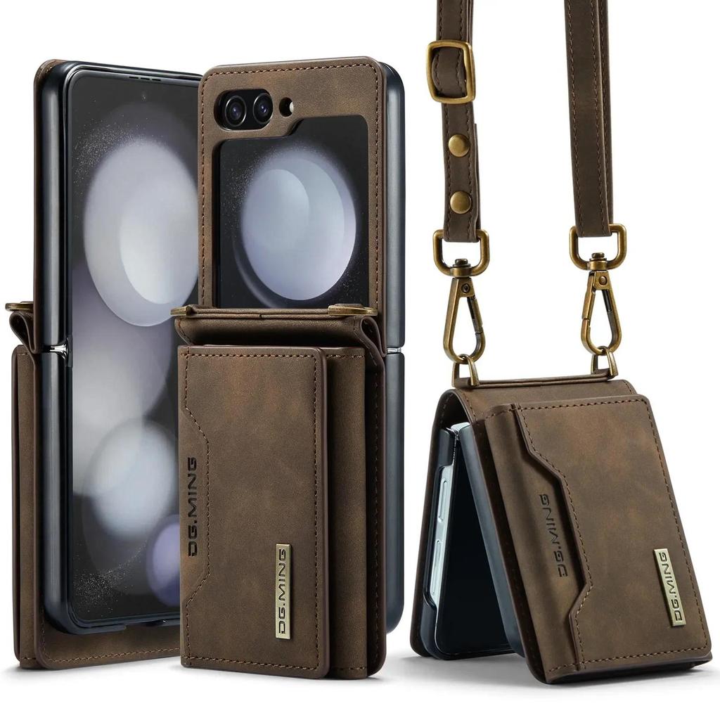 Anti-Knock Carteira Telefone Celular Coque Caso Para Samsung Galaxy Z Flip 7 6 Flip4 3 4 Flip5 Flip3 Slot Cartão Capa De