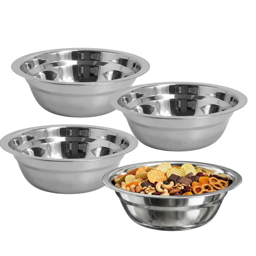 Kit 4 Bowl Tigela Aço Inox Brilhante Mixing Cumbuca Saladeiras Bacia Funda 14cm em Oferta na Shopee